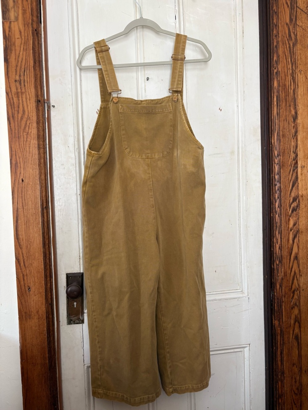 Zara Mustard Wide-Leg Denim Overalls